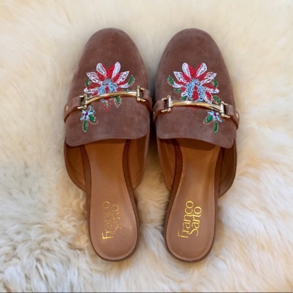 Franco Sarto Shoes - Franco Sarto Embroidered Suede Mules